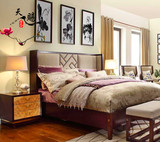 新中式床 双人床 样板房酒店会所别墅卧室实木床组合