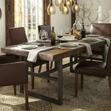 美式长方形复古实木铁艺餐桌家具办公酒吧饭店餐饮咖啡桌椅会议桌