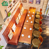 咖啡厅沙发 奶茶店 靠墙卡座 西餐厅茶餐厅北欧沙发实木桌椅组合