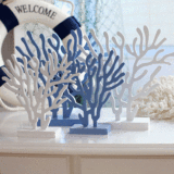 创意家居用品装饰品电视柜客厅摆件木制珊瑚树地中海风格现代简约