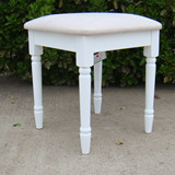 出口梳妆凳子田园实木椅化妆台美甲凳白色简约软包方凳欧式钢琴凳