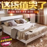 简约现代板式床1.5米1.8米硬板床双人床卧室便宜高箱床宜家储物床