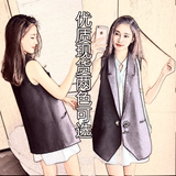 时尚套装女夏2016新款韩版连衣裙中长款宽松无袖西装马甲两件套潮