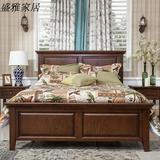 美式床全实木床1.8米复古深色双人床水曲柳婚床美式乡村住宅家具