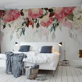 田园花卉个性创意壁纸美式乡村婚房墙纸无纺布无缝定制壁画