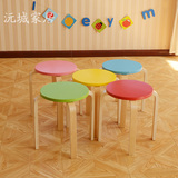 实木质儿童小凳子圆凳子木凳宝宝矮凳茶几创意彩色时尚简易小板凳