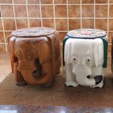 泰国进口实木手工雕刻彩绘大象换鞋凳家居会所工艺品儿童吉祥凳