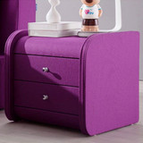 布艺床头柜紫色 欧式 现代卧室皮艺床头柜简约白抽屉柜皮质床边柜