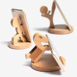 研木创意小马实木手机支架 手机座  通用手机平板座木质懒人支架
