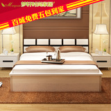 简约现代板式双人床 1.5 1.8米 卧室白色烤漆气动高箱床储物床