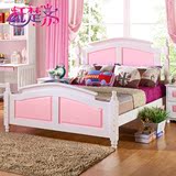 新款全实木儿童床女孩韩式家具套房组合单人床1.5小孩粉色公主床