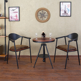 圆形咖啡厅桌椅户外阳台桌椅酒吧桌椅休闲奶茶店桌椅铁艺实木组合