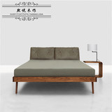 全实木床橡木床日式床简约现代床北欧宜家床1.51.8米软靠背床定制