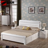 全实木床水曲柳1.5/1.8米婚床白色开放漆高箱储物双人床卧室家具