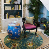 欧式中式样板间圆形地毯客厅茶几沙发 卧室床边书房手工地毯定制