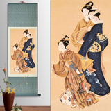 丝绸卷轴国画日式餐厅日本料理装饰画日本仕女图浮世绘挂画已装裱