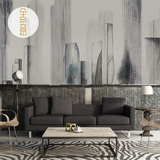 欧式抽象黑白后现代客厅沙发背景墙纸艺术创意大型壁纸壁画无纺布