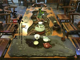 老船木流水茶桌茶台新中式古典船木功夫泡茶几茶桌椅组合实木家具