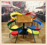 彩色西餐厅甜品店餐饮酒吧小方桌子休闲奶茶店咖啡厅实木桌椅组合