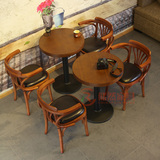 复古实木扶手椅 咖啡厅桌椅 loft 甜品店 西餐茶餐厅酒吧桌椅组合