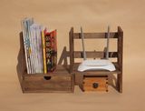 包邮桌上实木小书架创意伸缩桌面简易组合书柜复古办公置物收纳架