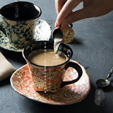 日述 日本进口陶瓷釉下彩手绘咖啡杯碟情侣对杯下午茶杯礼盒装
