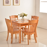 实木餐桌小户型简约橡胶木西餐桌1.25米长方形 6人餐桌椅组合包邮
