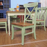 餐椅美式全实木 橡木餐桌椅整装手绘椅子家用餐厅家具书桌椅靠背