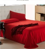 大红色纯色床单单件单人床单婚庆简约双人床单被单1.21.5米1.8米