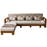 新中式实木沙发组合客厅家具橡木木质布艺转角贵妃沙发功能沙发床