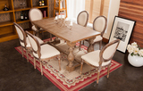 实木餐桌 欧式橡木餐桌 复古餐桌小户型全实木做旧美式餐桌椅组合