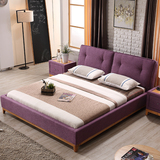 宜家 北欧风格床实木布艺床1.8米双人床小户型可拆洗软包床 婚床