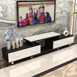 现代简约电视柜可伸缩钢化玻璃电视柜茶几组合中小户型客厅实木柜