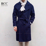 RCC男装 春秋 英国绅士OVERSIZE宽松长款男风衣外套 韩国代购 2色