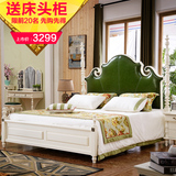 真皮实木韩式田园床双人床白色简约气动储物 1.8米欧式公主床婚床