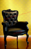 美式休闲椅新古典皮艺单人沙发椅欧式沙发小户型黑色高背椅老虎椅