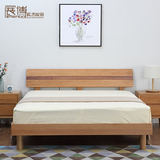展博日式纯实木床1.8米白橡木床1.5双人床1.2单人床简约现代卧室