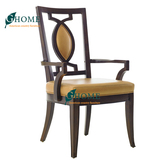 简约美式现代真皮实木餐椅 扶手餐椅配套餐桌餐边柜 全屋家具定制