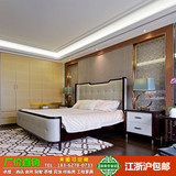 新中式床水曲柳实木床卧室公主床样板房1.8米布艺床酒店会所家具