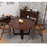 极简堂  实木美式铁艺做旧圆桌茶几仿古咖啡桌创意餐桌户外休闲桌