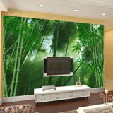 无缝大型壁画3d立体竹林风景绿色护眼电视客厅背景装饰墙纸壁纸