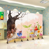 折屏风隔断时尚韩式卡通可爱手绘插画来图定制客厅幼儿园卧室宜家
