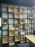 美式复古铁艺实木书柜组合展柜简易书架置物架展示柜办公格子柜子