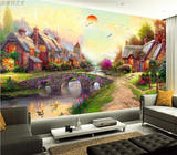 3D立体油画欧式乡村风景电视背景墙墙纸卧室沙发大型壁画无缝壁纸