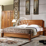 超厚重款现代中式胡桃木床1.8米双人床实木床2米高箱床储物大床