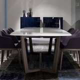 北欧大理石餐桌 现代简约小户型长方形实木餐桌椅组合6人创意定制