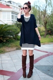 韩国欧时力代购公司Ocnltiy女装秋季长袖宽松针织套头吊带连衣裙
