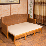 藤沙发床多功能实木沙发床可推拉两用床 小户型客厅藤沙发三人位