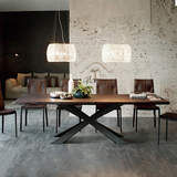 老木匠美式工业风铁艺餐桌椅组合实木桌子书桌书架组合创意办公桌
