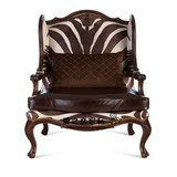 美式实木高靠背老虎椅欧式黑白斑马纹单人沙发样板房会所休闲椅